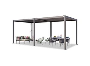 4064108132434 - Toolport - primeyard Pergola 3x6 m Aluminium-Pfosten mit Lamellendach aus Stahl graue Terrassenüberdachung - perlgrau