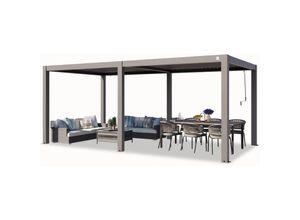 4064108133516 - Intent24 - primeyard Pergola 3x6 m Aluminium Pfosten mit Lamellendach aus Aluminium graue Terrassenüberdachung - anthrazit