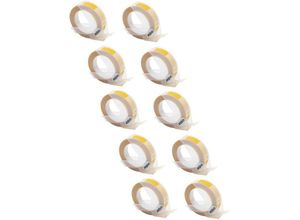 4064115958324 - 10x 3D Prägeband-Schriftband-Kassette Ersatz für Dymo S0898160 520108 0898170 für Etiketten-Drucker 9mm Weiß auf Gelb - Vhbw
