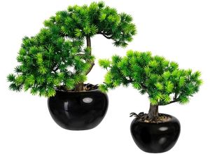 4064118071136 - Kunstbonsai CREATIV GREEN Bonsai Lärche Kunstpflanzen Gr H 25 cm 2 St grün Kunstbonsai Kunst-Bonsai Kunstpflanzen im Keramiktopf 2er Set