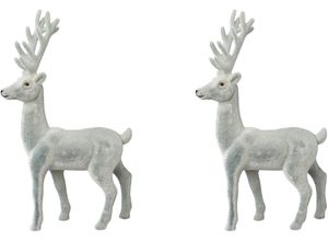 4064118112501 - Weihnachtsfigur CREATIV DECO Hirsch Weihnachtsdeko Dekofiguren Gr B H T 1750 cm x 2900 cm x 500 cm grau Weihnachtsengel Weihnachtsfiguren Dekofigur mit feiner Samtoberfläche Höhe 29 cm