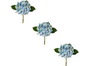 4064118118015 - Kunstblume CREATIV GREEN Hortensie Kunstpflanzen Gr H 48 cm 3 St blau Kunst-Blumen