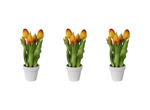 4064118139355 - Tulpen real touch im Keramiktopf Höhe 250 mm VE 3 Stk orange