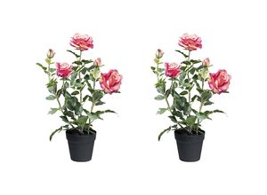 4064118149132 - Künstliche Pflanze Rosenbusch Kunststofftopf VE 2 Stk Höhe 580 mm pink kaiserkraft