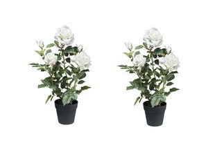 4064118149149 - Künstliche Pflanze Rosenbusch Kunststofftopf VE 2 Stk Höhe 580 mm weiß kaiserkraft