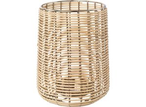 4064118178484 - Windlicht HOME AFFAIRE Kerzenhalter Vallenay braun (braun silberfarben) H22cm Ø17cm Metall Massivholz Kerzenhalter aus Naturweide und Metall