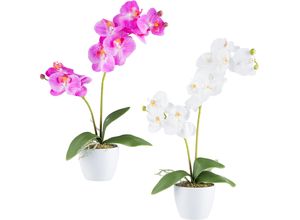 4064118241164 - Kunstorchidee CREATIV GREEN Orchidee Phalaenopsis weiß H57cm Kunststoff Kunstpflanzen mit real-touch-Blüten