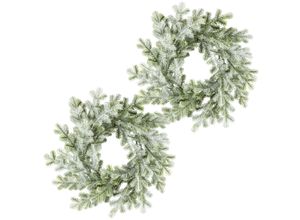 4064118284680 - Kunstkranz CREATIV GREEN Taxus-Kranz grün Ø28cm Kunststoff Kunstpflanzen mit Frost-Optik