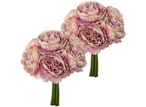 4064118318453 - Kunstblumenstrauß CREATIV GREEN Rosenbouquet lila H23cm Kunststoff Kunstpflanzen mit üppigen Blüten