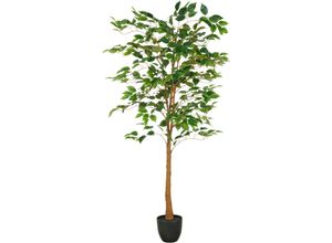 4064118326410 - Kunstbaum CREATIV GREEN Ficus Benjamina grün (hellgrün) H150cm Kunststoff Kunstpflanzen mit naturgetreuem Blattwerk und Stamm