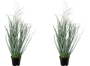 4064118970606 - Winterliche Kunstpflanze Weihnachtsdeko Grasbusch Creativ green Höhe 42 cm mit geeister Optik im 2er-Set grün