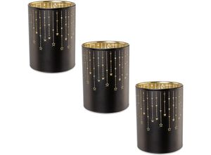 4064118994916 - Dekolicht CREATIV LIGHT Weihnachtsdeko Lampen Gr Ø 750 cm Höhe 1000 cm 3 St schwarz Dekofiguren Windlicht im 3er-Set mit intergrierter LED