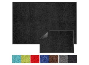 4064149803386 - Floordirekt - Schmutzfangmatte Monochrom Schwarz 90 x 120 cm - Schwarz