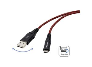 4064161127118 - Toolcraft - USB-Kabel usb 20 usb-a Stecker USB-Micro-B Stecker 100 m Schwarz Rot Extrem robuste Gef