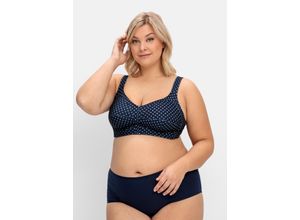 4064162039823 - Große Größen Entlastungs-BH ohne Bügel mit Pünktchendruck nachtblau bedruckt Gr85F