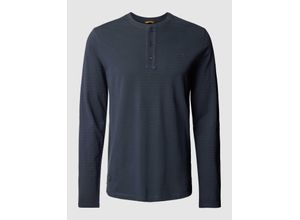 4064478758593 - Langarmshirt Henley-Ausschnitt Logo-Stickerei für Herren blau L