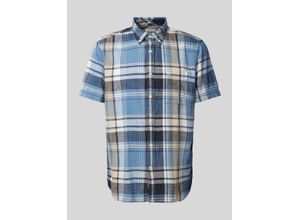 4064478805181 - Freizeithemd Regular-Fit Kurzarm Button-Down-Kragen für Herren blau L