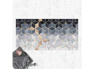 4064492089420 - Vinyl-Teppich - Elisabeth Fredriksson - Blau Weiß goldene Geometrie - Querformat 12 Größe HxB 60cm x 120cm