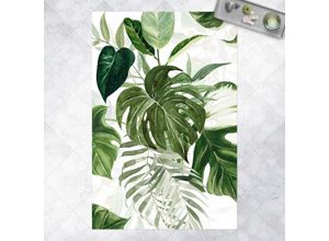 4064492105380 - Micasia - Vinyl-Teppich - Aquarell Tropisches Arrangement mit Monstera - Hochformat 32 Größe HxB 150cm x 100cm