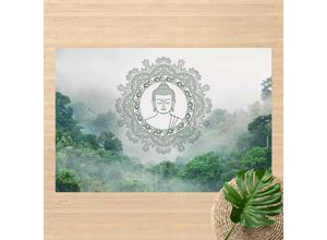 4064492180479 - Micasia - Vinyl-Teppich - Buddha Mandala im Nebel - Querformat 23 Größe HxB 80cm x 120cm