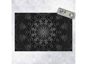 4064492188499 - Micasia - Vinyl-Teppich - Mandala Blüte Muster silber schwarz - Querformat 23 Größe HxB 40cm x 60cm