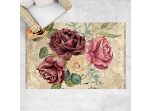 4064492199532 - Micasia - Vinyl-Teppich - Vintage Rosen und Hortensien - Querformat 23 Größe HxB 40cm x 60cm