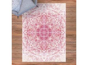 4064492235285 - Micasia - Vinyl-Teppich - Mandala Aquarell Sonne Ornament rosa - Hochformat 43 Größe HxB 60cm x 45cm