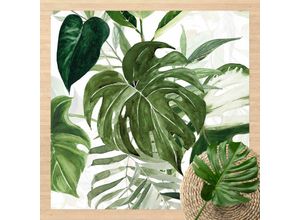 4064493856229 - Vinyl-Teppich - Aquarell Tropisches Arrangement mit Monstera - Quadrat 11 Größe HxB 80cm x 80cm