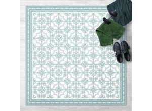 4064493868024 - Micasia - Vinyl-Teppich - Florales Fliesenmuster Mintgrün mit Bordüre - Quadrat 11 Größe HxB 40cm x 40cm