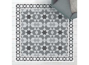 4064493869281 - Micasia - Vinyl-Teppich - Geometrische Fliesen Kaleidoskop Grau mit Bordüre - Quadrat 11 Größe HxB 40cm x 40cm