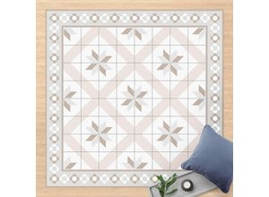 4064493870003 - Micasia - Vinyl-Teppich - Geometrische Fliesen Rautenblüte Sand mit Bordüre - Quadrat 11 Größe HxB 40cm x 40cm