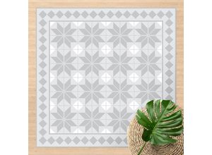 4064493870188 - Micasia - Vinyl-Teppich - Geometrische Fliesen Sternblume Grau mit Bordüre - Quadrat 11 Größe HxB 40cm x 40cm