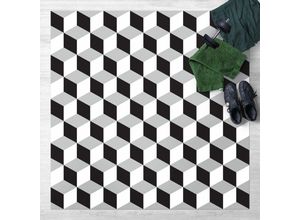 4064493872762 - Micasia - Vinyl-Teppich - Geometrischer Fliesenmix Würfel Schwarz - Quadrat 11 Größe HxB 40cm x 40cm