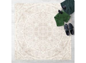 4064493881467 - Micasia - Vinyl-Teppich - Mandala Aquarell Ornament beige - Quadrat 11 Größe HxB 40cm x 40cm