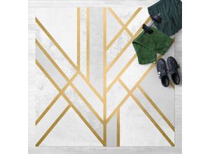 4064493908706 - Micasia - Vinyl-Teppich - Elisabeth Fredriksson - Art Deco Geometrie Weiß Gold - Quadrat 11 Größe HxB 40cm x 40cm