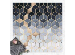 4064493908898 - Micasia - Vinyl-Teppich - Elisabeth Fredriksson - Blau Weiß goldene Geometrie - Quadrat 11 Größe HxB 60cm x 60cm