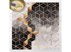 4064493911348 - Micasia - Vinyl-Teppich - Elisabeth Fredriksson - Schwarz Weiß goldene Geometrie - Quadrat 11 Größe HxB 40cm x 40cm