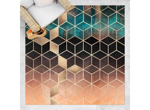 4064493911645 - Micasia - Vinyl-Teppich - Elisabeth Fredriksson - Türkis Rosé goldene Geometrie - Quadrat 11 Größe HxB 40cm x 40cm