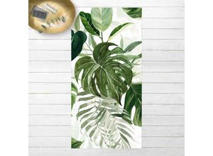 4064493941635 - Micasia - Vinyl-Teppich - Aquarell Tropisches Arrangement mit Monstera - Hochformat 21 Größe HxB 80cm x 40cm