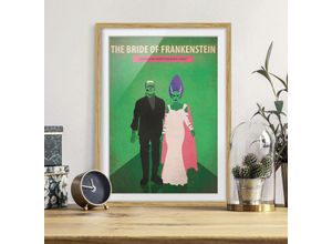 4064494348822 - Bild mit Rahmen - Filmposter The Bride of Frankenstein Größe HxB 40cm x 30cm Rahmen Eiche