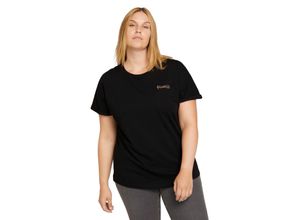 4064606030294 - Große Größen T-Shirt mit Wording-Stickerei auf der Brust schwarz Gr48