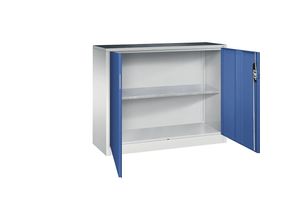 4064615139766 - Werkstatt-Beistellschrank mit Flügeltüren Breite x Tiefe 1200 x 400 mm lichtgrau   enzianblau