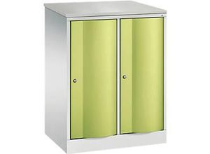 4064615384753 - Garderobenschrank Resisto 2 Abteile 2 Fächer B 772 x T 540 x H 1077 mm Lichtgrau Clowngrün