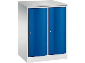 4064615384838 - Garderobenschrank Resisto 2 Abteile 2 Fächer B 772 x T 540 x H 1077 mm Lichtgrau Enzianblau