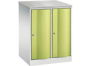 4064615385279 - Garderobenschrank Resisto 2 Abteile 2 Fächer B 772 x T 640 x H 1077 mm Lichtgrau Clowngrün