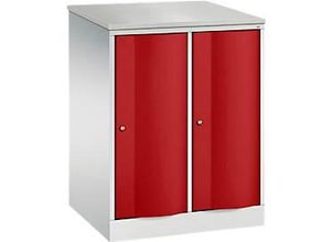 4064615385330 - Garderobenschrank Resisto 2 Abteile 2 Fächer B 772 x T 640 x H 1077 mm Lichtgrau Rubinrot