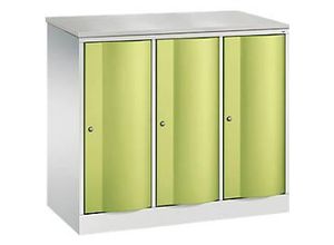 4064615386313 - Garderobenschrank Resisto 3 Abteile 3 Fächer B 1148 x T 540 x H 1077 mm Lichtgrau Clowngrün