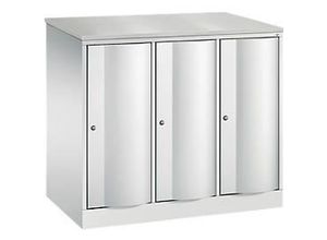 4064615386993 - Garderobenschrank Resisto 3 Abteile 3 Fächer B 1148 x T 640 x H 1077 mm Lichtgrau