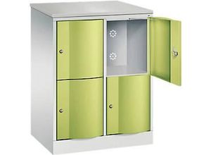 4064615387860 - Schließfachschrank Resisto 2 Abteile 4 Fächer B 772 x T 540 x H 1077 mm Lichtgrau Clowngrün