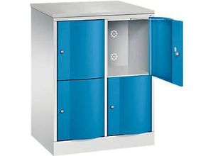 4064615387969 - Schließfachschrank Resisto 2 Abteile 4 Fächer B 772 x T 540 x H 1077 mm Lichtgrau Lichtblau